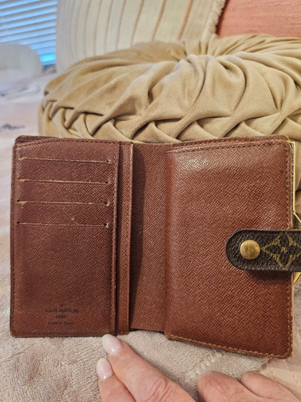 Authentic Louis Vuitton Monogram French Purse Kiss Lock Bifold Wallet Viennois
